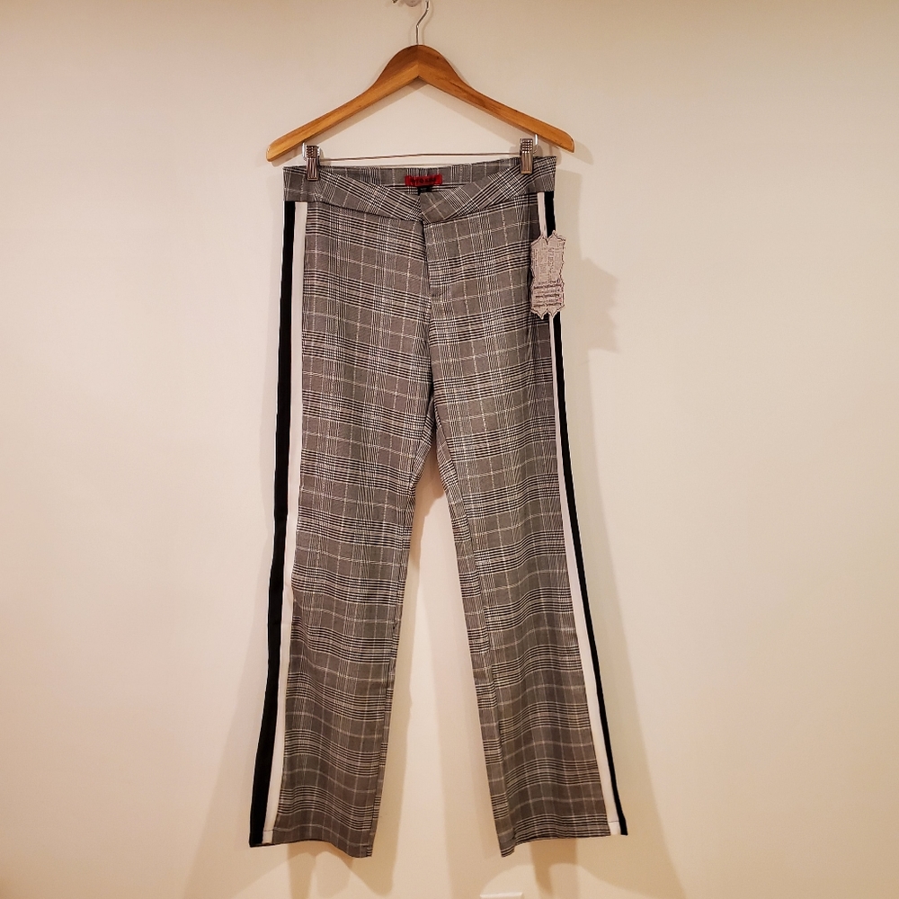 NEW Hot Kiss Striped Plaid Pants Junior's Size 9